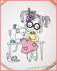Embroidery file sewing girl